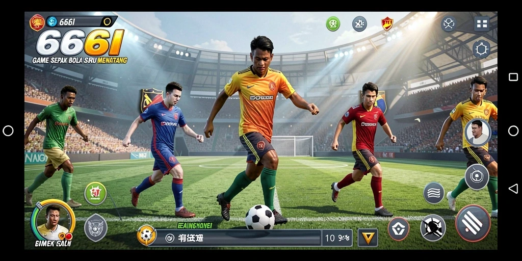 Tampilan gameplay seru dalam 666I dengan aksi sepak bola mendebarkan.