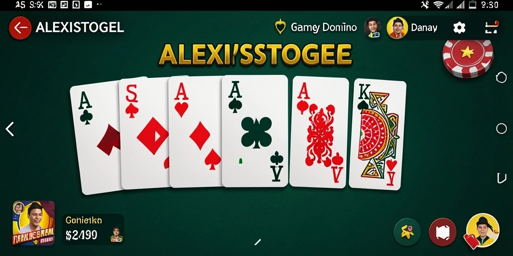 Screenshot gameplay ALEXISTOGEL menampilkan aksi seru dalam permainan Domino.