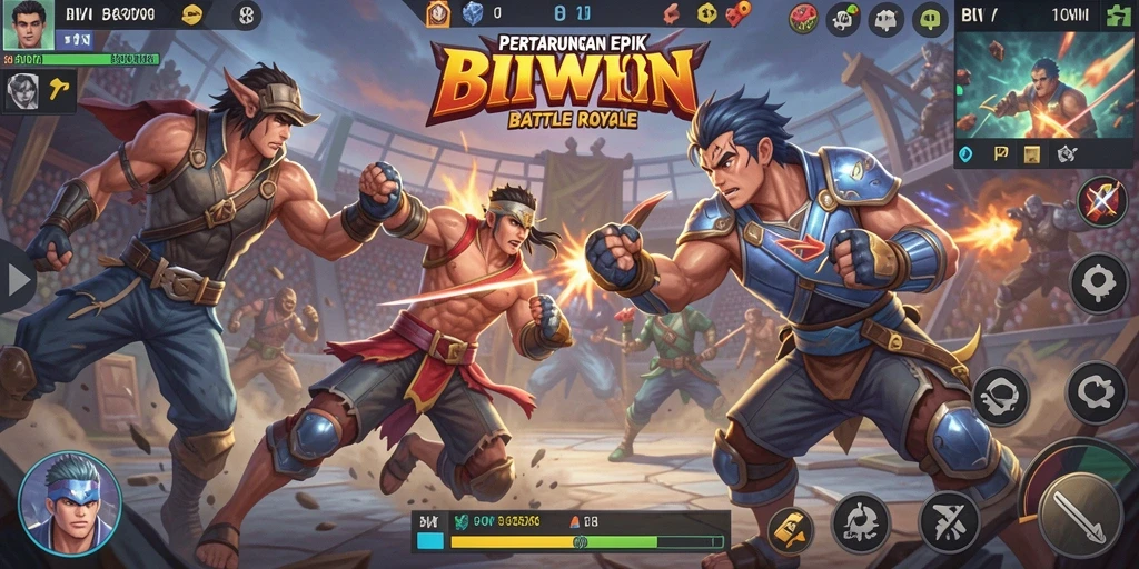 Tangkapan layar menunjukkan aksi seru dalam game Battle Royale.