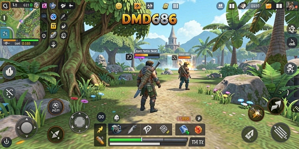 Tampilan gameplay menarik dari DMD686 dengan interaksi karakter.