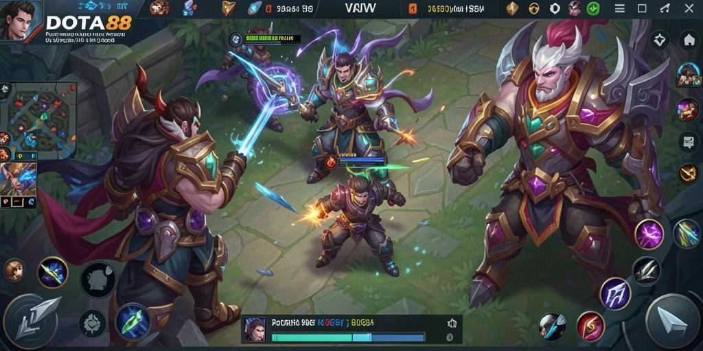 Screenshot DOTA88 menampilkan pertempuran seru dalam game MOBA.