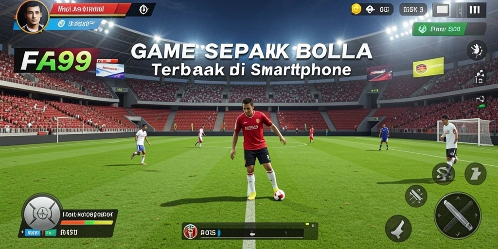 Screenshot menunjukkan aksi mendebarkan dalam game sepak bola FA99.