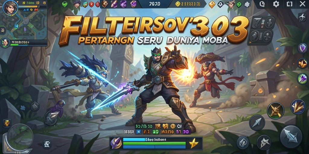 Screenshot utama FILTER303 yang menampilkan pertarungan epic dalam game MOBA.