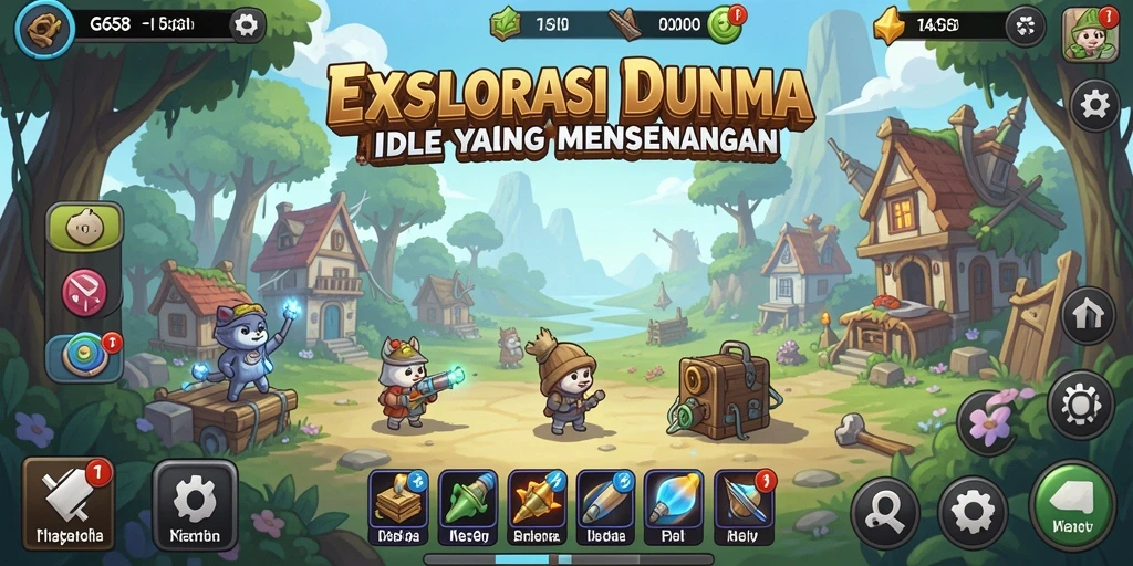Screenshot utama G668 menampilkan gameplay Idle yang mengasyikkan dan visual yang cerah.