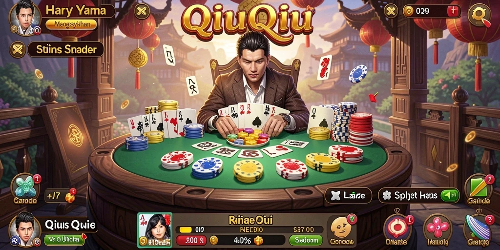 Screenshot utama menampilkan permainan QiuQiu yang seru dan interaktif.