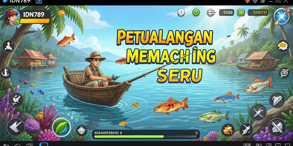 Screenshot gameplay <strong>IDN789</strong> menampilkan aksi memancing yang mendebarkan dan warna-warni.