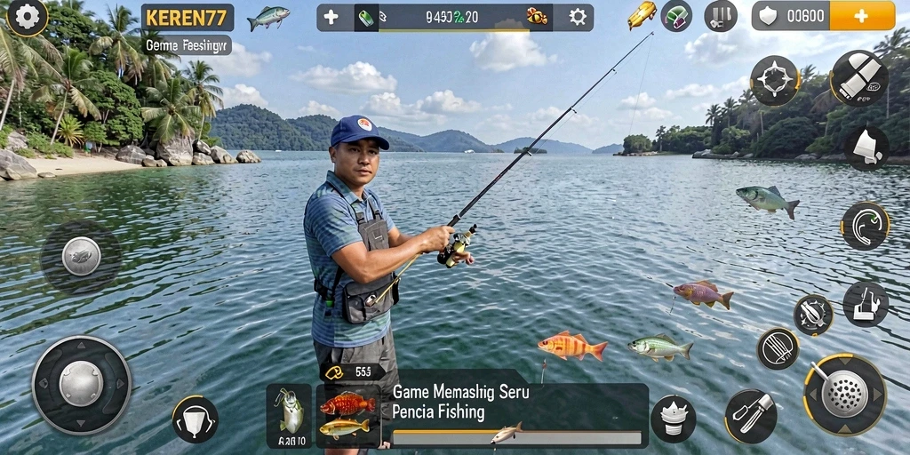 Tampilan gameplay Fishing KEREN77 yang menarik dan penuh warna.