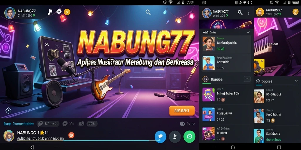 Tampilan gameplay NABUNG77 yang seru dengan berbagai lagu.