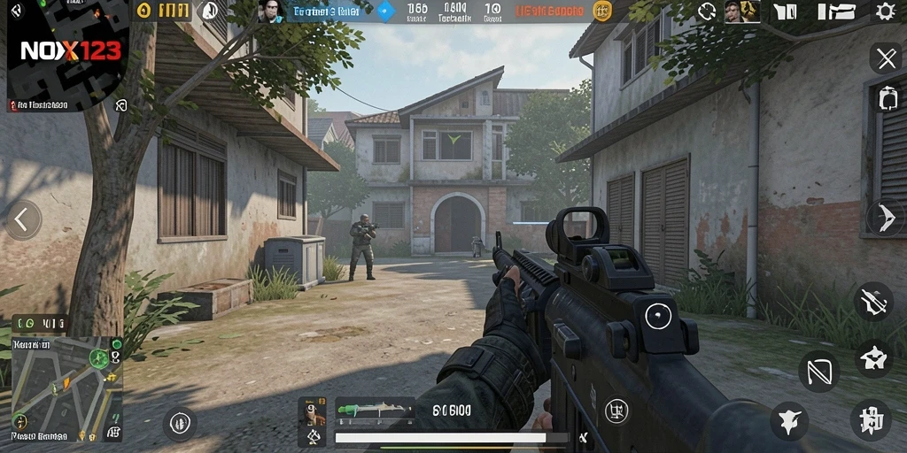 Skrinsut inti dari gameplay NOX123, menampilkan aksi tembak-menembak yang seru.