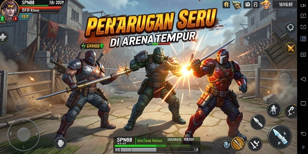 Tampilan gameplay SPN88 dengan serangan bertubi-tubi dari karakter pemain.