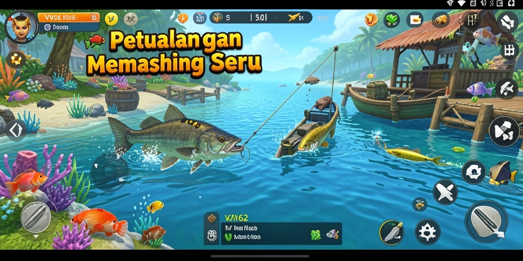 Tampilan gameplay memikat dari game memancing VV62.
